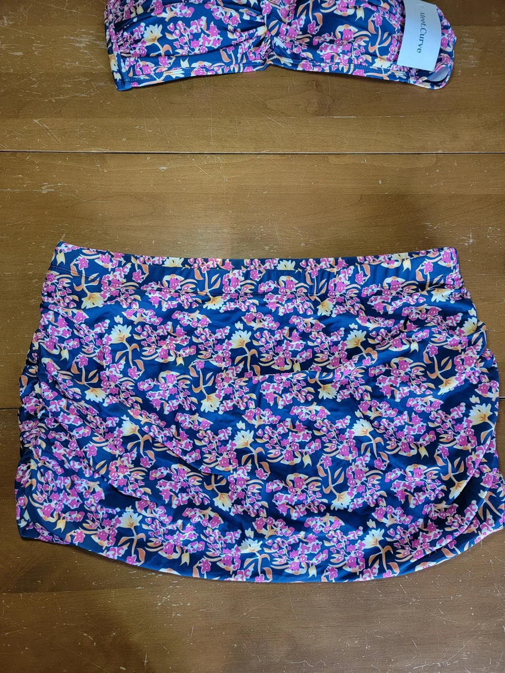 Two Piece Bikini Bandau Bra Top With Removable Straps High Waisted Skirtini 3X - Picture 3 of 15